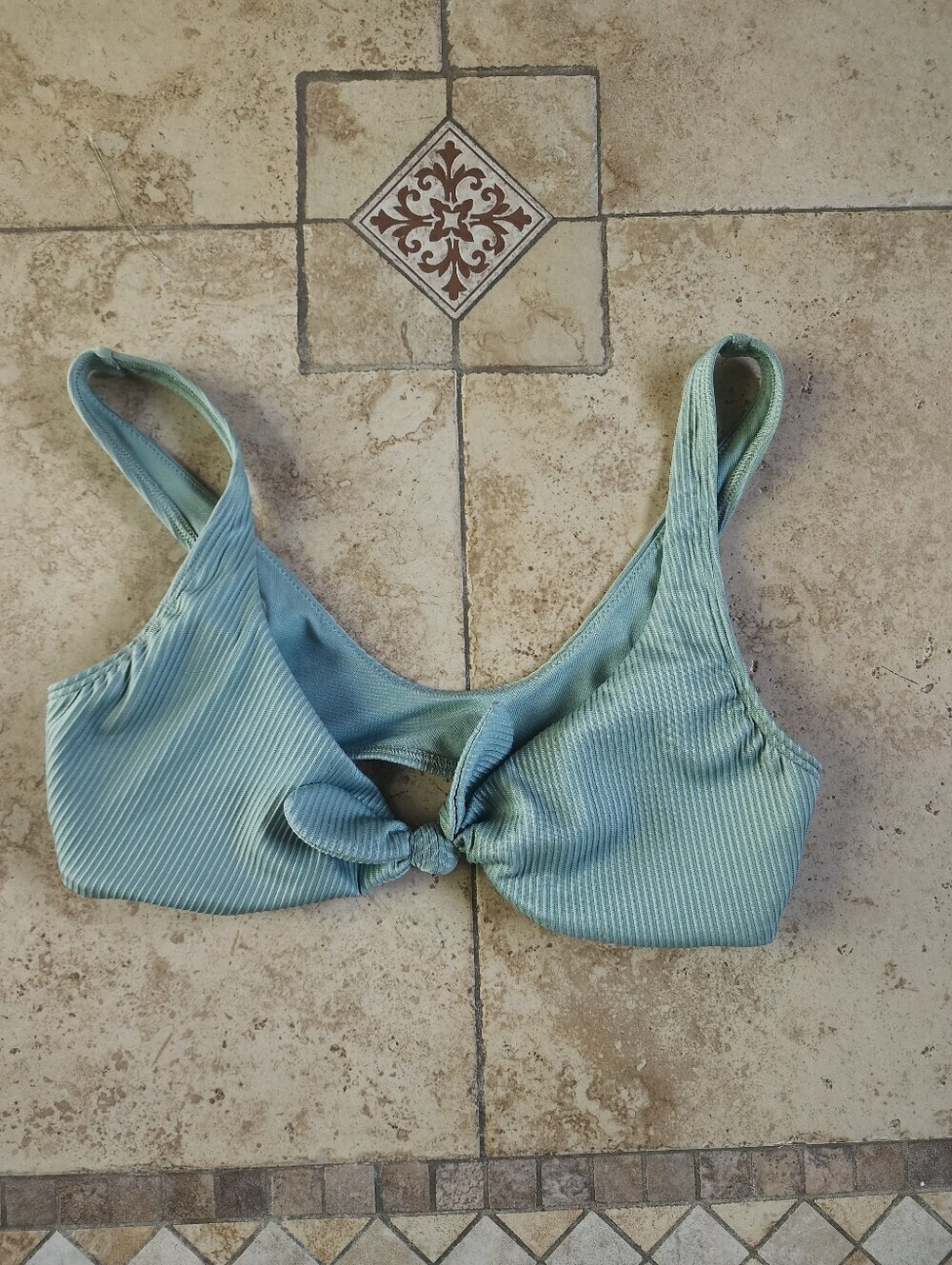 HollisterRibbed Knot Front Bikini Top -  Green